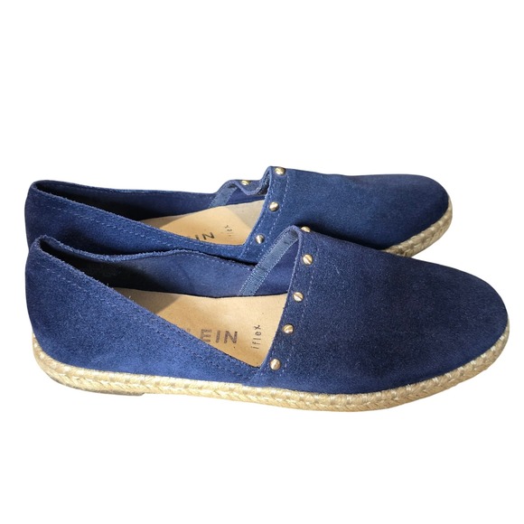 Anne Klein Espadrille Flats - Suede Leather Slip‎ On Loafers with Studs 8.5M - Picture 1 of 5